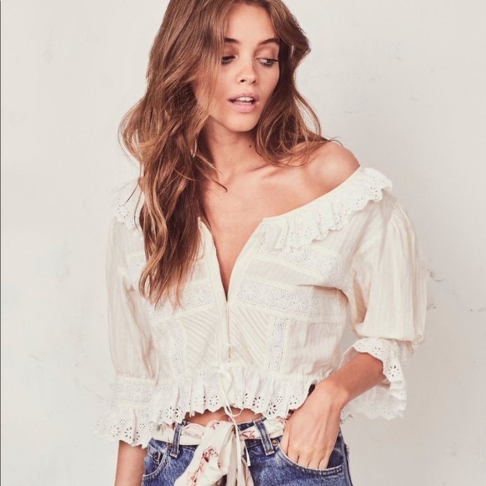 Loveshackfancy Tiana ruffle angel top blouse XS